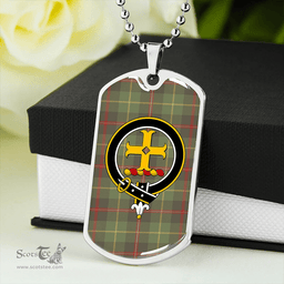ScottishPlaid Symington Weathered Clan Tartan Dog Tag Necklace - Crest Classic Scottish Plaid Tartan Plaid