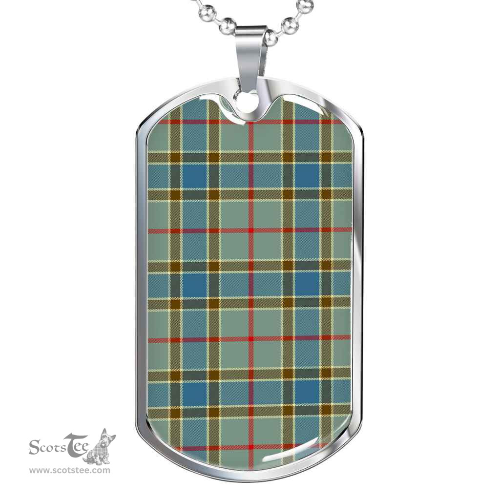 Scottish Balfour Blue Clan Tartan Dog Tag Necklace - Classic Scottish Plaid Tartan Plaid