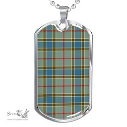 Scottish Balfour Blue Clan Tartan Dog Tag Necklace - Classic Scottish Plaid Tartan Plaid