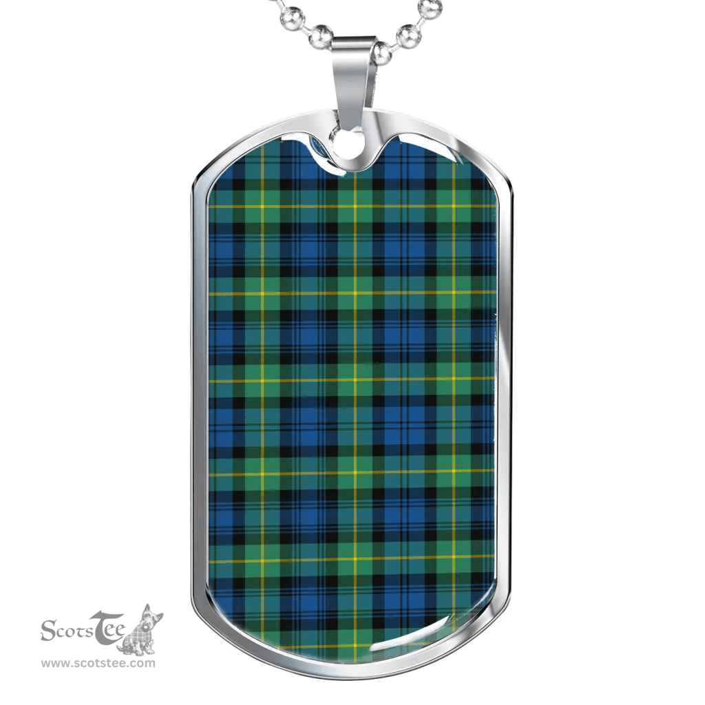 Scottish Gordon Ancient Clan Tartan Dog Tag Necklace - Classic Scottish Plaid Tartan Plaid
