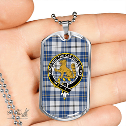 ScottishPlaid MacPherson Dress Royal Blue #2 Modern Clan Tartan Dog Tag Necklace - Crest Classic Scottish Plaid Tartan Plaid