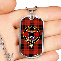 ScottishPlaid MacLeod Black and Red Ancient Clan Tartan Dog Tag Necklace - Crest Classic Scottish Plaid Tartan Plaid