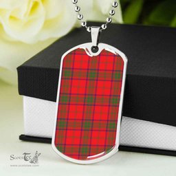 Scottish Ross Modern Clan Tartan Dog Tag Necklace - Classic Scottish Plaid Tartan Plaid
