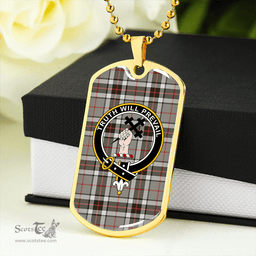 ScottishPlaid Thomson Dress Grey (Thompson Dress Grey) Modern Clan Tartan Dog Tag Necklace - Crest Classic Scottish Plaid Tartan Plaid