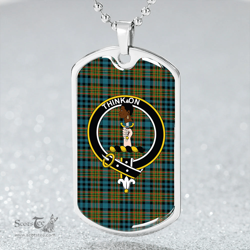 ScottishPlaid MacLellan Ancient Clan Tartan Dog Tag Necklace - Crest Classic Scottish Plaid Tartan Plaid