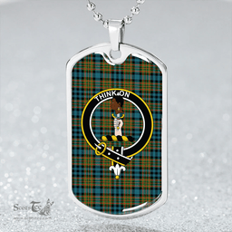 ScottishPlaid MacLellan Ancient Clan Tartan Dog Tag Necklace - Crest Classic Scottish Plaid Tartan Plaid