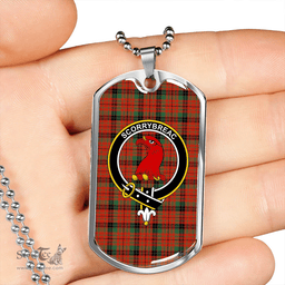 ScottishPlaid MacNicol #2 Weathered Clan Tartan Dog Tag Necklace - Crest Classic Scottish Plaid Tartan Plaid