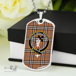 ScottishPlaid Thomson Camel #3 (Thompson Camel #3) Modern Clan Tartan Dog Tag Necklace - Crest Classic Scottish Plaid Tartan Plaid