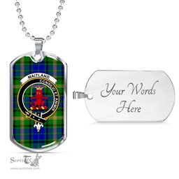 Scottish Maitland Clan Tartan Dog Tag Necklace - Crest Classic Scottish Plaid Tartan Plaid