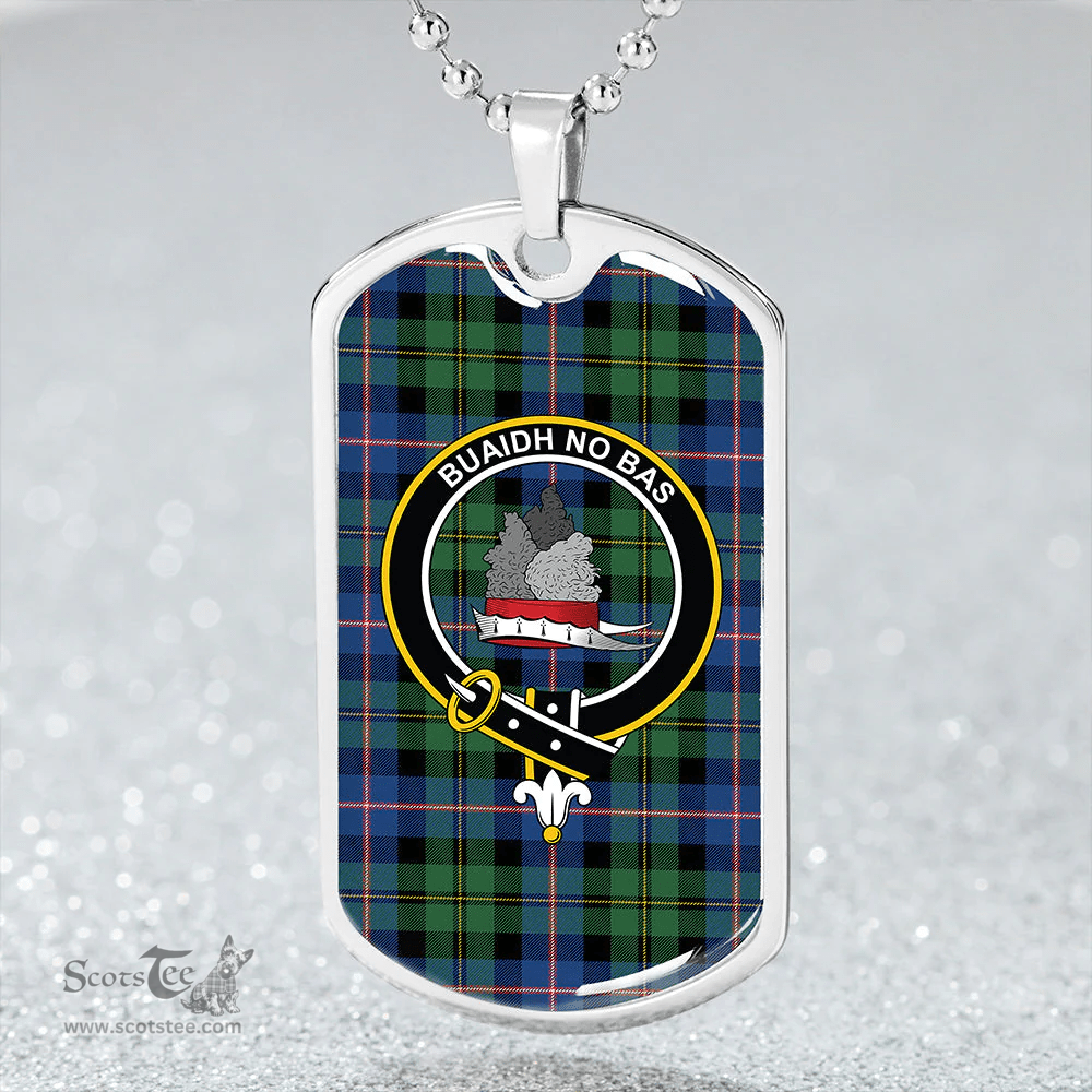 ScottishPlaid MacNeil of Barra Old (MacNeill Old) Modern Clan Tartan Dog Tag Necklace - Crest Classic Scottish Plaid Tartan Plaid