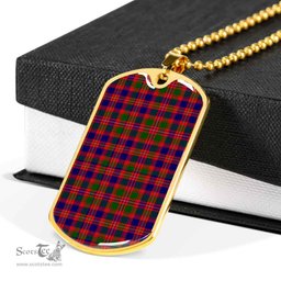 Scottish MacIntyre Modern Clan Tartan Dog Tag Necklace - Classic Scottish Plaid Tartan Plaid