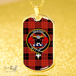 ScottishPlaid MacLeod Black and Red Ancient Clan Tartan Dog Tag Necklace - Crest Classic Scottish Plaid Tartan Plaid