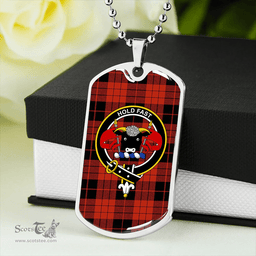 ScottishPlaid MacLeod Black and Red Ancient Clan Tartan Dog Tag Necklace - Crest Classic Scottish Plaid Tartan Plaid