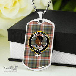 ScottishPlaid Stirling Millennium Weathered Clan Tartan Dog Tag Necklace - Crest Classic Scottish Plaid Tartan Plaid