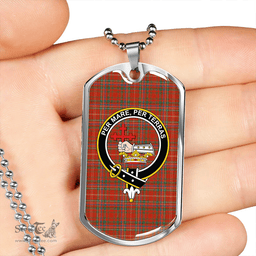 ScottishPlaid MacDonald of Staffa (Donald of Staffa) Ancient Clan Tartan Dog Tag Necklace - Crest Classic Scottish Plaid Tartan Plaid