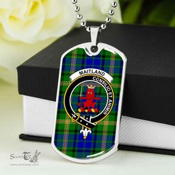 Scottish Maitland Clan Tartan Dog Tag Necklace - Crest Classic Scottish Plaid Tartan Plaid