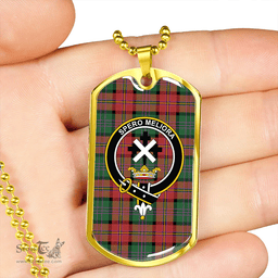 ScottishPlaid Moffat #2 Ancient Clan Tartan Dog Tag Necklace - Crest Classic Scottish Plaid Tartan Plaid
