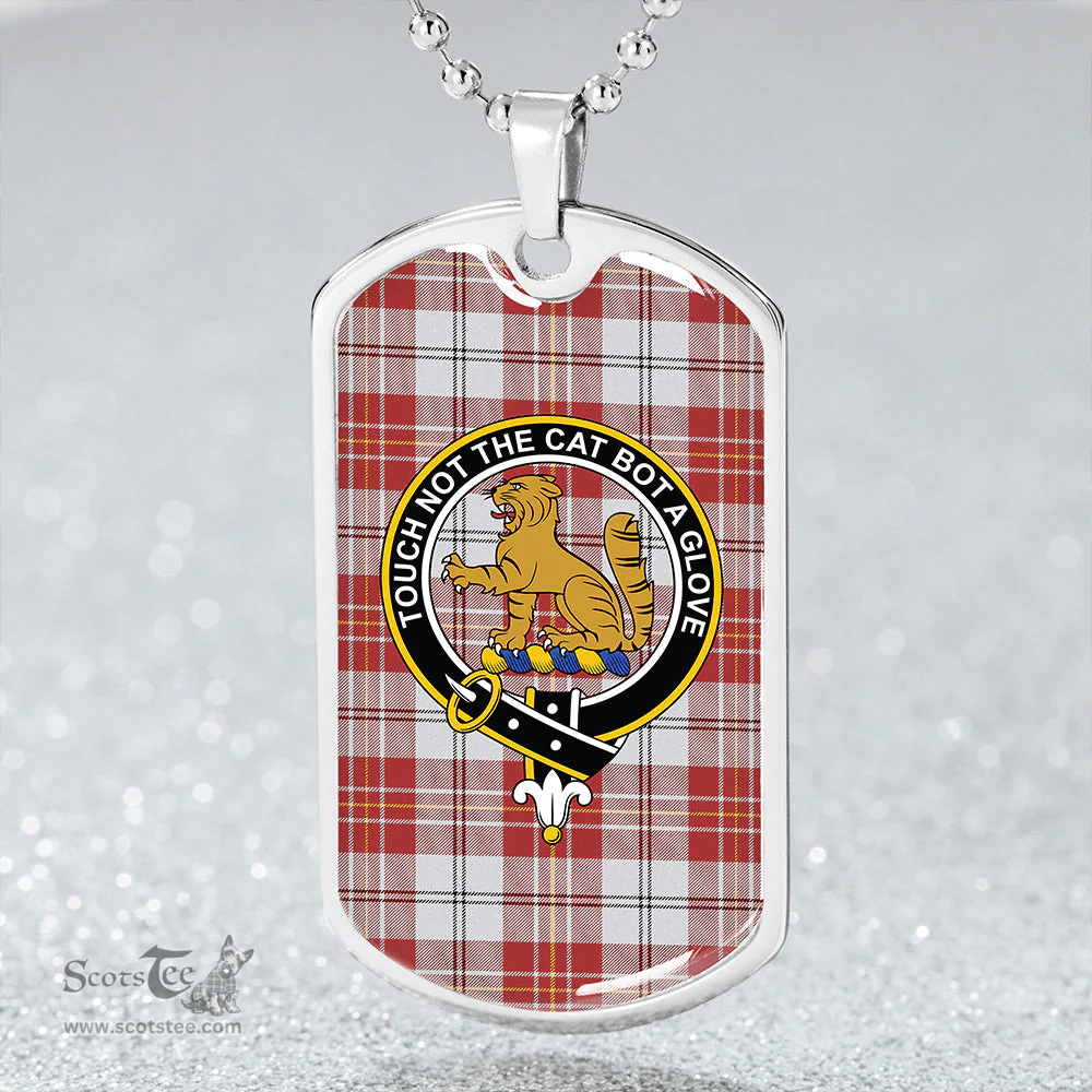 ScottishPlaid MacPherson Dress Burgundy Ancient Clan Tartan Dog Tag Necklace - Crest Classic Scottish Plaid Tartan Plaid