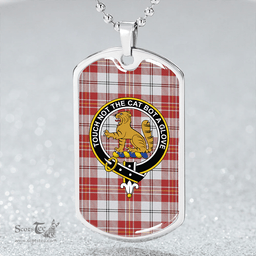 ScottishPlaid MacPherson Dress Burgundy Ancient Clan Tartan Dog Tag Necklace - Crest Classic Scottish Plaid Tartan Plaid