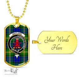 Scottish Maitland Clan Tartan Dog Tag Necklace - Crest Classic Scottish Plaid Tartan Plaid