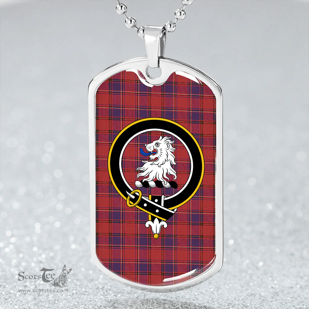ScottishPlaid Mair Weathered Clan Tartan Dog Tag Necklace - Crest Classic Scottish Plaid Tartan Plaid