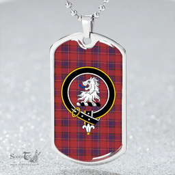 ScottishPlaid Mair Weathered Clan Tartan Dog Tag Necklace - Crest Classic Scottish Plaid Tartan Plaid