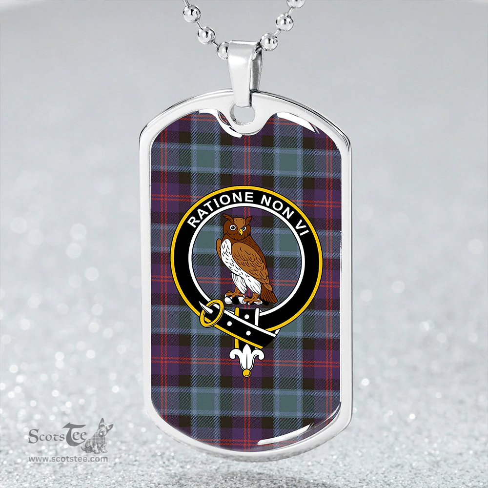 ScottishPlaid MacTaggart #3 Weathered Clan Tartan Dog Tag Necklace - Crest Classic Scottish Plaid Tartan Plaid