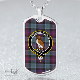 ScottishPlaid MacTaggart #3 Weathered Clan Tartan Dog Tag Necklace - Crest Classic Scottish Plaid Tartan Plaid