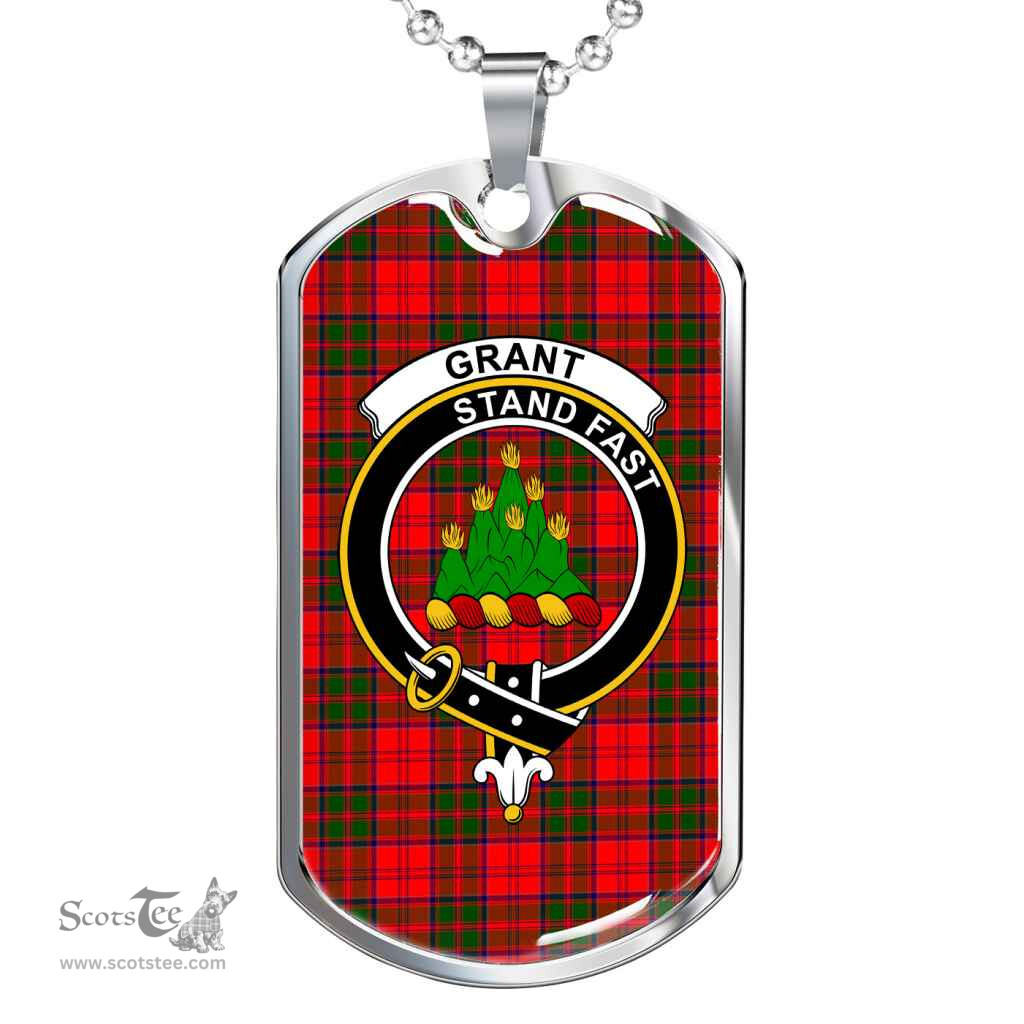 Scottish Grant Clan Tartan Dog Tag Necklace - Crest Classic Scottish Plaid Tartan Plaid