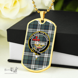 ScottishPlaid MacDonald Dress Muted Blue Special (Donald Dress Muted Blue Special) Weathered Clan Tartan Dog Tag Necklace - Crest Classic Scottish Plaid Tartan Plaid