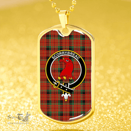 ScottishPlaid MacNicol #2 Weathered Clan Tartan Dog Tag Necklace - Crest Classic Scottish Plaid Tartan Plaid