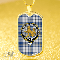 ScottishPlaid MacPherson Dress Royal Blue #2 Modern Clan Tartan Dog Tag Necklace - Crest Classic Scottish Plaid Tartan Plaid