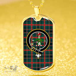 ScottishPlaid MacDonagh Modern Clan Tartan Dog Tag Necklace - Crest Classic Scottish Plaid Tartan Plaid