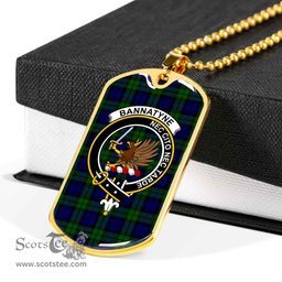Scottish Bannatyne Clan Tartan Dog Tag Necklace - Crest Classic Scottish Plaid Tartan Plaid