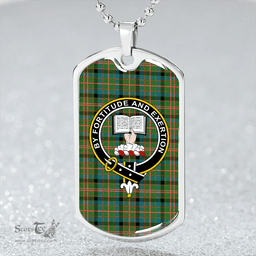 ScottishPlaid Reid Green Ancient Clan Tartan Dog Tag Necklace - Crest Classic Scottish Plaid Tartan Plaid
