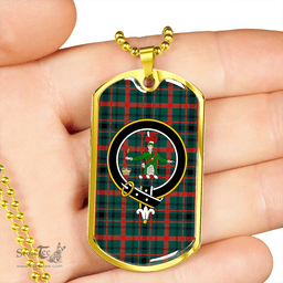 ScottishPlaid MacDonagh Modern Clan Tartan Dog Tag Necklace - Crest Classic Scottish Plaid Tartan Plaid