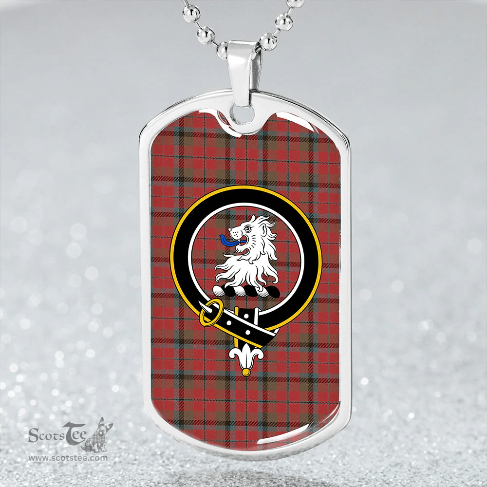 ScottishPlaid MacNaughton Weathered Clan Tartan Dog Tag Necklace - Crest Classic Scottish Plaid Tartan Plaid
