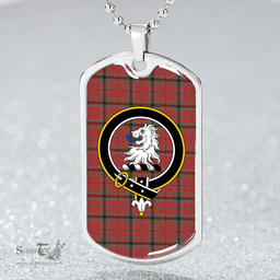ScottishPlaid MacNaughton Weathered Clan Tartan Dog Tag Necklace - Crest Classic Scottish Plaid Tartan Plaid