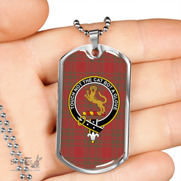 ScottishPlaid MacKintosh Red Weathered Clan Tartan Dog Tag Necklace - Crest Classic Scottish Plaid Tartan Plaid