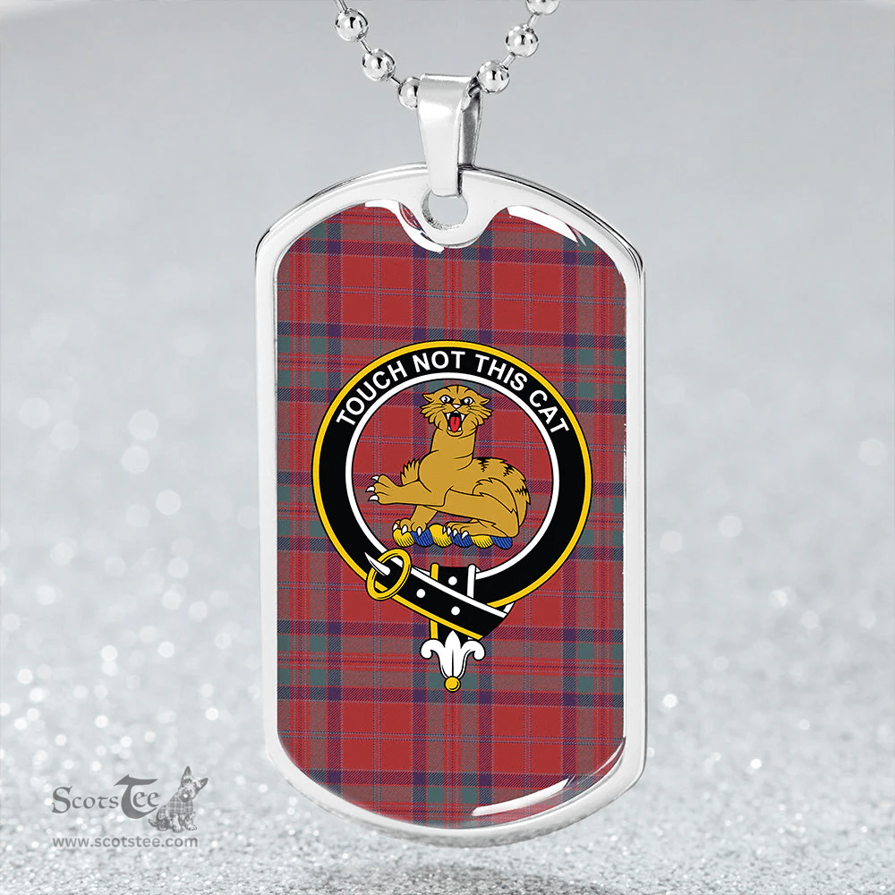 ScottishPlaid MacGillivray Weathered Clan Tartan Dog Tag Necklace - Crest Classic Scottish Plaid Tartan Plaid