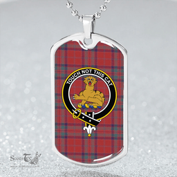 ScottishPlaid MacGillivray Weathered Clan Tartan Dog Tag Necklace - Crest Classic Scottish Plaid Tartan Plaid