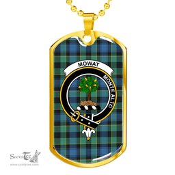 Scottish Mowat (of Inglistoun) Clan Tartan Dog Tag Necklace - Crest Classic Scottish Plaid Tartan Plaid