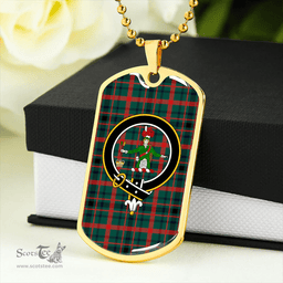 ScottishPlaid MacDonagh Modern Clan Tartan Dog Tag Necklace - Crest Classic Scottish Plaid Tartan Plaid