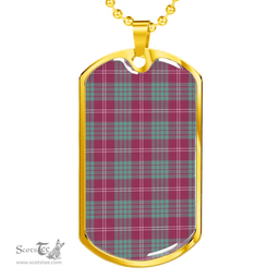 Scottish Crawford Ancient Clan Tartan Dog Tag Necklace - Classic Scottish Plaid Tartan Plaid