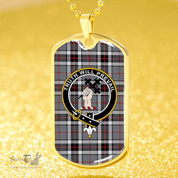 ScottishPlaid Thomson Dress Grey (Thompson Dress Grey) Ancient Clan Tartan Dog Tag Necklace - Crest Classic Scottish Plaid Tartan Plaid