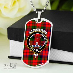 Scottish MacNaughten Clan Tartan Dog Tag Necklace - Crest Classic Scottish Plaid Tartan Plaid