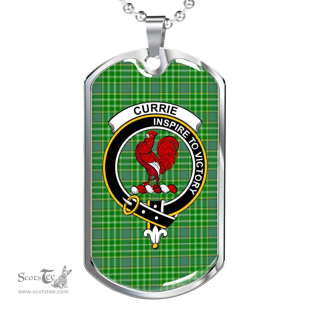 Scottish Currie Clan Tartan Dog Tag Necklace - Crest Classic Scottish Plaid Tartan Plaid
