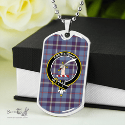 ScottishPlaid MacRae of America Weathered Clan Tartan Dog Tag Necklace - Crest Classic Scottish Plaid Tartan Plaid