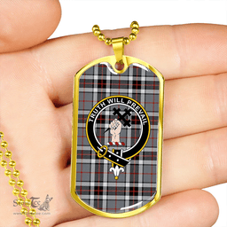 ScottishPlaid Thomson Dress Grey (Thompson Dress Grey) Ancient Clan Tartan Dog Tag Necklace - Crest Classic Scottish Plaid Tartan Plaid