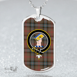 ScottishPlaid Park Weathered Clan Tartan Dog Tag Necklace - Crest Classic Scottish Plaid Tartan Plaid